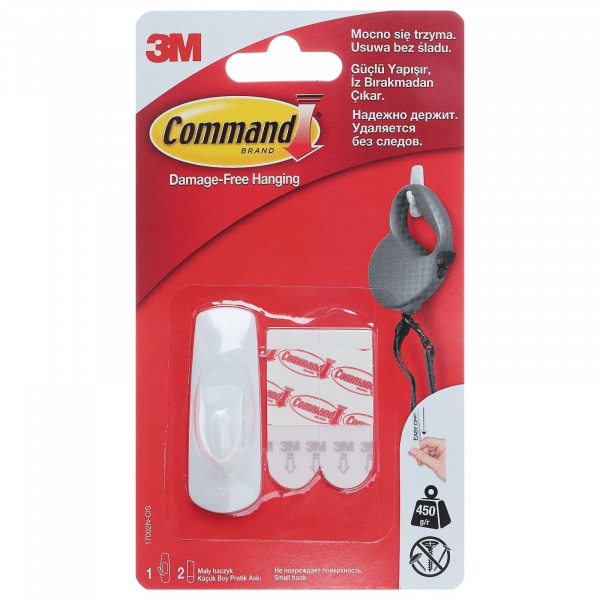 Легкоудаляемый крючок Command, малый 186554