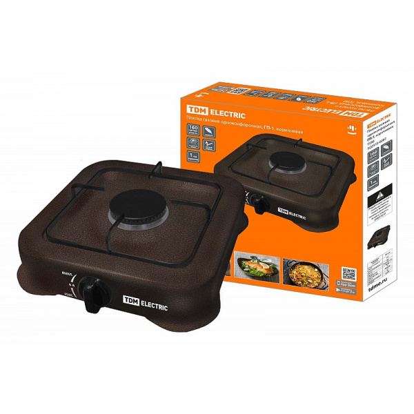Плитка газовая одноконфорочная, ГП-1, коричневая, TDM/2515-0007