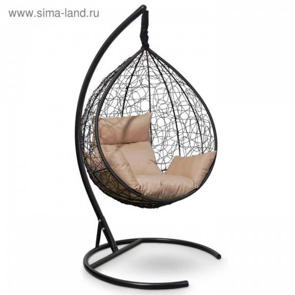 Подвесное кресло SEVILLA черное, бежевая подушка, стойка /5470041