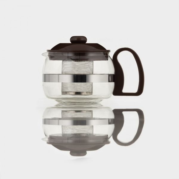 Чайник стеклянный заварочный «Бруно», 750 л, 16×11,5×13 см, с метал. ситом, цвет кор. /3922816