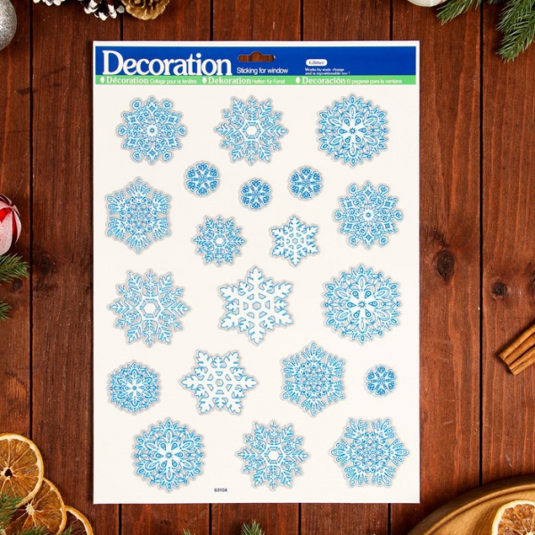 Наклейки на окна "Новогодние" снежинки, 41 х 29 см /7006875