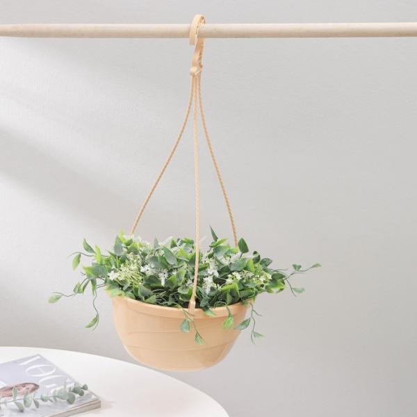 Кашпо для цветов подвесное с прикорневым поливом «Мальва» 4,7 л, цвет кремовый /2611825