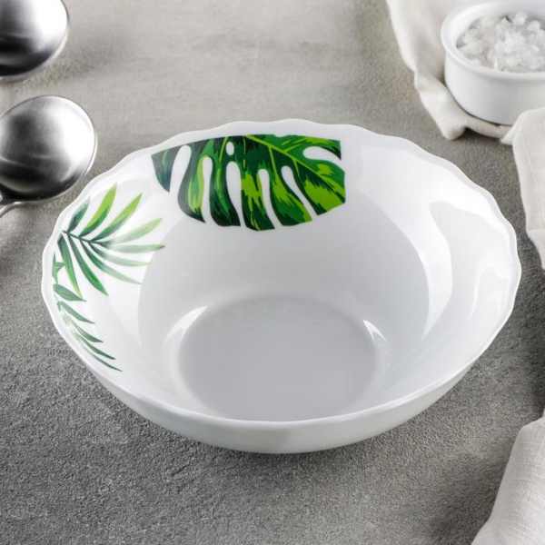 Тарелка суповая Доляна «Лист папоротника», 600 мл, 17,5×5,5 см, стеклокерамика/3973708