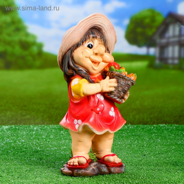 Садовая фигура "Девочка с морковкой" 18х15х40см /4793726