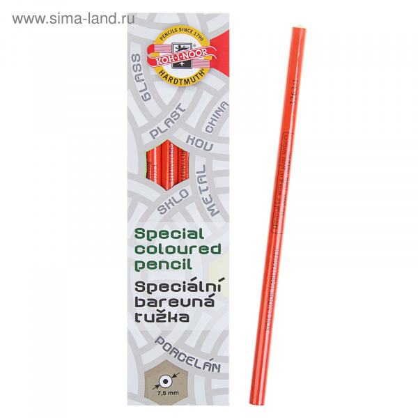 Карандаш по стеклу, металлу, пластику. KOH-I-NOOR красный