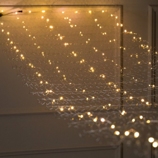 Гирлянда «Звёздное небо» 1 × 5 м роса, серебристая нить, свечение тёплое белое /10198378