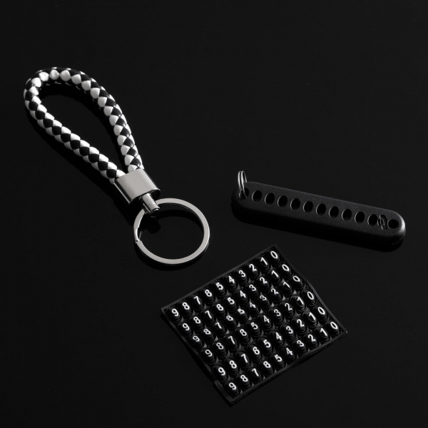 Брелок для ключей Cartage, петля с номером сотового, черно-белый /5364732
