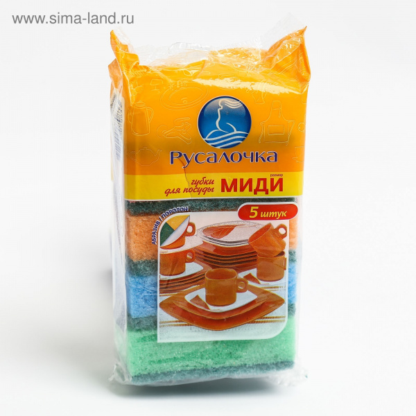 Губки для посуды РУСАЛОЧКА МИДИ 5шт 070833 *60
