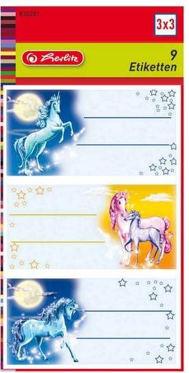 Наклейки ПОНИ для записи с линовкой, 9 наклеек на 3 листах, 8х16см, (HERLITZ) 00830281