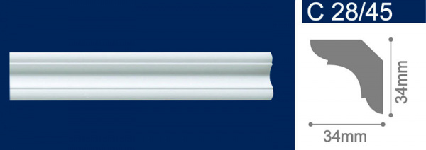 Плинтус потолочный экструдированный С28/45 2м. 