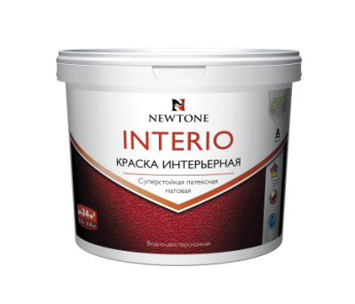 Краска «NEWTONE INTERIO» суперстойкая интерьерная водно-дисперсионная латекс. матовая (База А) 4.5л