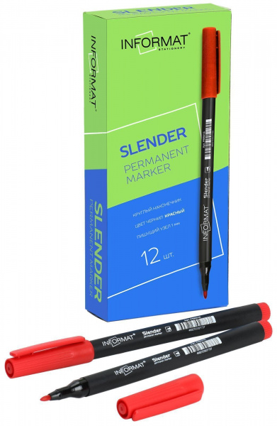 Маркер перманентный INFORMAT SLENDER 1 мм, красный, круглый/062092