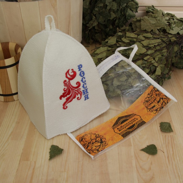 Шапка банная в косметичке Россия, птица" белая/3608068