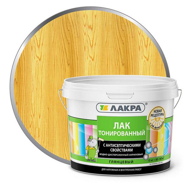 Лак вододисперсионный тонированный Лакра Сосна 10кг Л-с.