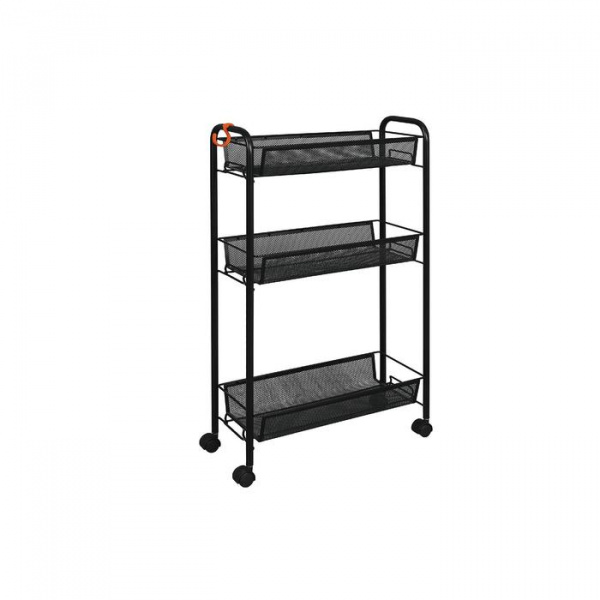 Этажерка на колёсиках «Ладья 1К», 3 яруса, 44×17×75,5 см, цвет чёрный/3364676