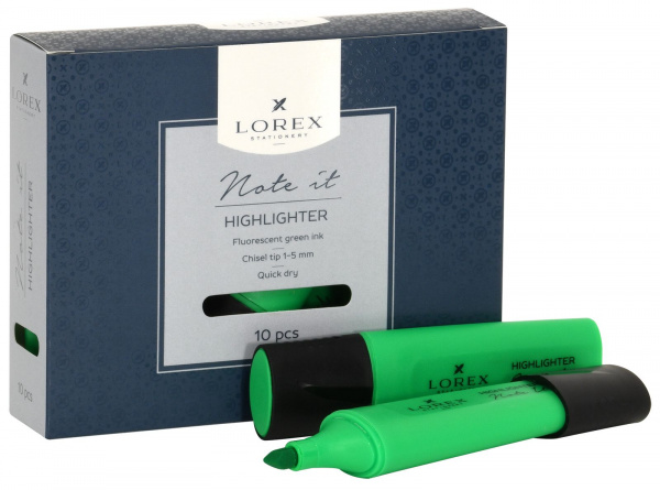 Маркер текстовый LOREX NOTE IT 1—5 мм, зеленый, скошенный/190970