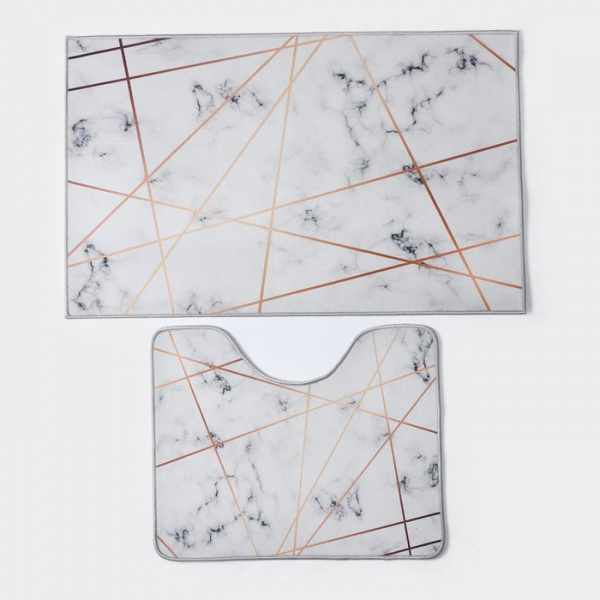 Набор ковриков для ванной и туалета «Мрамор», 2 шт, 50×80, 40×50 см /5411409