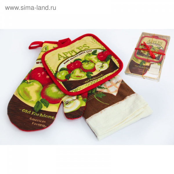 Набор из 3пр. в бамбуковой корзине (прихватка+перчатки+полотенце)  2080580