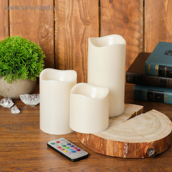 Свеча светодиодная «Нежность», с пультом, 12 режимов, набор 3 шт./1110189