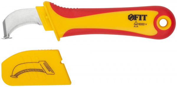 Нож изолированный 1000 В с пяткой, нерж.сталь, 170 мм, лезвие 37 мм, прорезин.ручка/10604