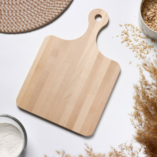 Доска разделочная деревянная с ручкой, массив берёзы, 30×20×1,2 см /9439670