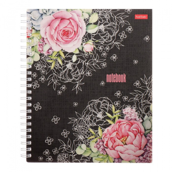 Тетрадь 96 листов в клетку на гребне "Цветочная романтика", А5, цвет МИКС /9822032