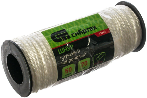 Шнур кручёный капроновый, 2 мм, L 50 м (катушка)/93964