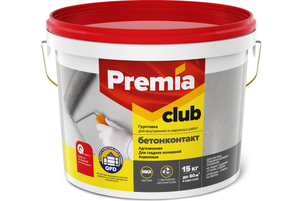 Грунтовка PREMIA CLUB БЕТОНКОНТАКТ адгезионная, ведро 15 кг 