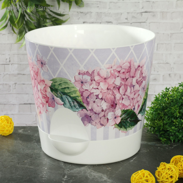 Кашпо 2,7л d=18см "Ника Деко" с прикорневым поливом, гортензия /2521471