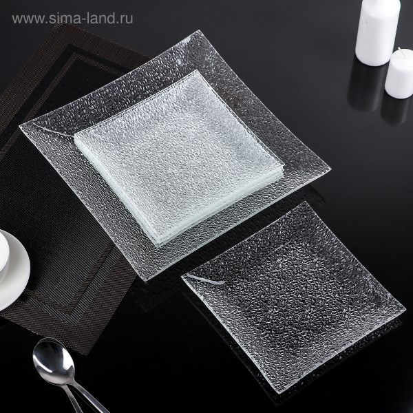 Сервиз столовый 7 пр. бесцветный, квадратные тарелки  2846547