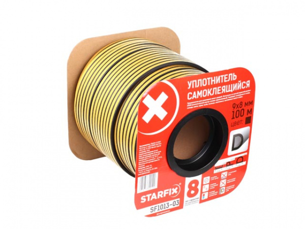 Уплотнитель "D" черный 9х8мм 100м STARFIX (SF1013-03)