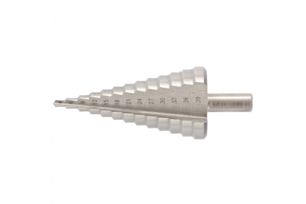 Сверло ступенчатое, 4-6-9-12-15-18-21-24-27-30-33-36-39 мм, Р6М5, Барс/72363