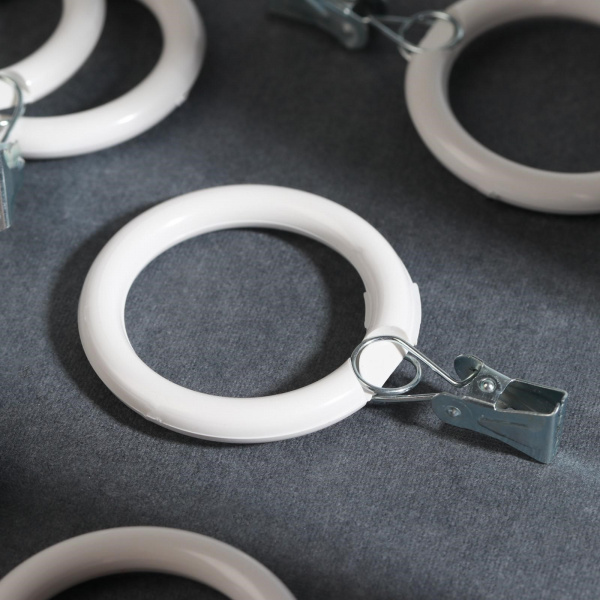 Кольцо для карниза, с зажимом, d = 38/53 мм, цвет белый /7123371