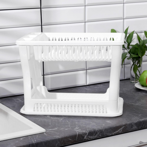Сушилка для посуды  2-х ярусная белая 3967544