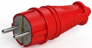 Вилка прямая каучук 2P+PE 1х16А 220-240v IP44 красная 4401 (Турция)