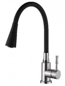 Смеситель д/кухни с силиконовым изл, (черный) латунь A9890F-3, Accoona