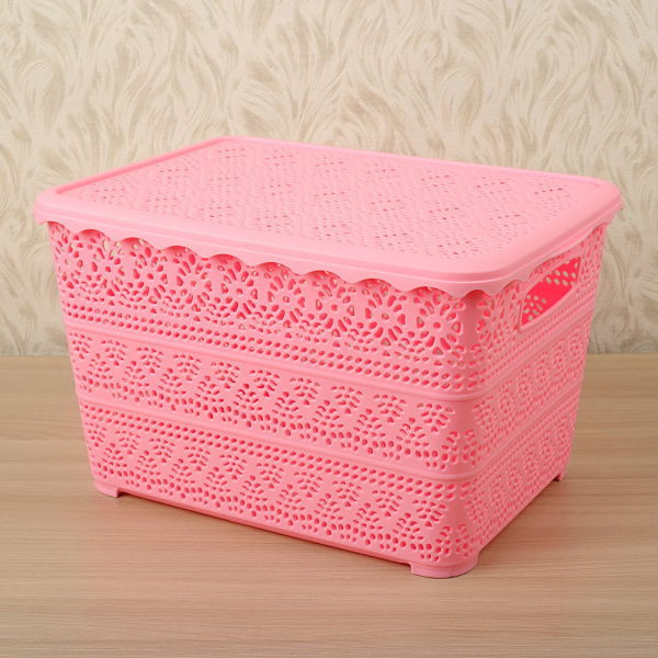 Контейнер для хранения с крышкой «Ажур», 35×27×21 см, цвет МИКС /2698512