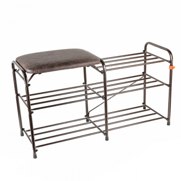 Подставка для обуви с сиденьем, 3 яруса, 81×30×55 см, цвет медный антик/192518