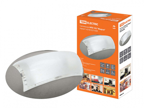 Светильник НПО 102 "Медуза" серый 1х25 Вт Е27 КЛЛ TDM (SQ0328-0005)