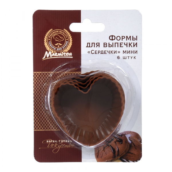 Миниформы силиконовые "Сердечки" мини 6*2,5 см, 6 шт., цвет в ассортименте MARMITON /11158