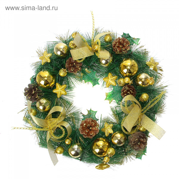 Венок d-33,5см Золотые звезды 826865