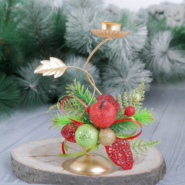 Подсвечник на одну свечу 17*7см яблоко  2356896