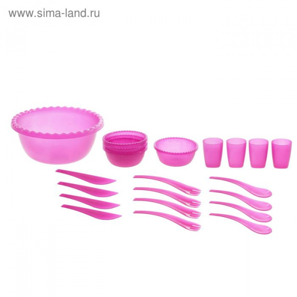 Набор для пикника Фазенда на 4 персоны малиновый 1139803