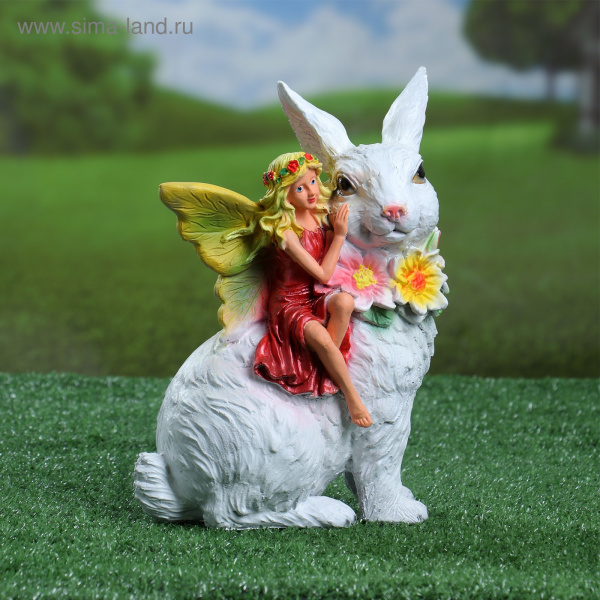 Садовая фигура "Зайчик с феей" 26х19х11см /4971791