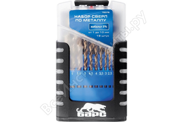 Набор сверл по металлу 1-10мм 19шт БАРС/72376