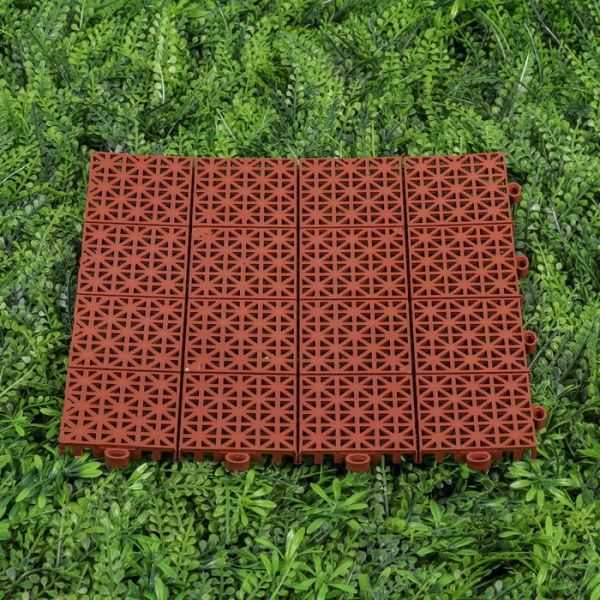 Покрытие садовое модульное, 300 х 300 мм (11шт=1кв.м), терракот/77491