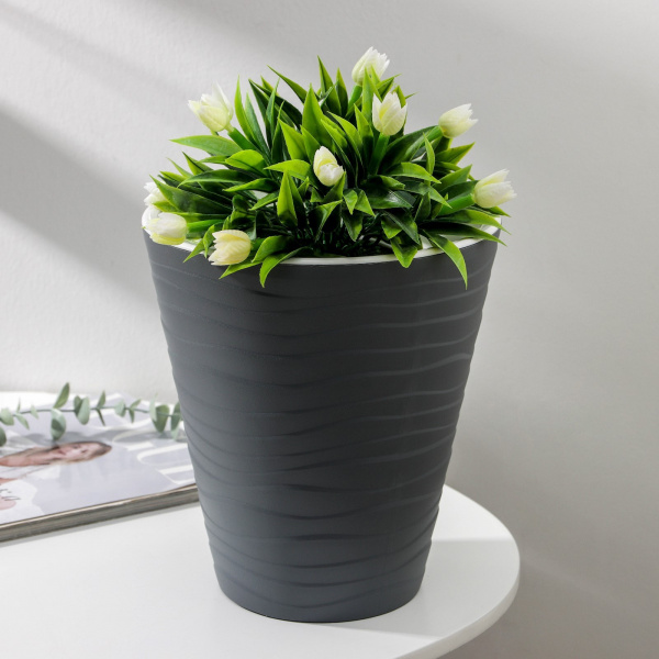 Кашпо для цветов со вставкой «Валенсия», 5,2 л, цвет антрацит /4652033