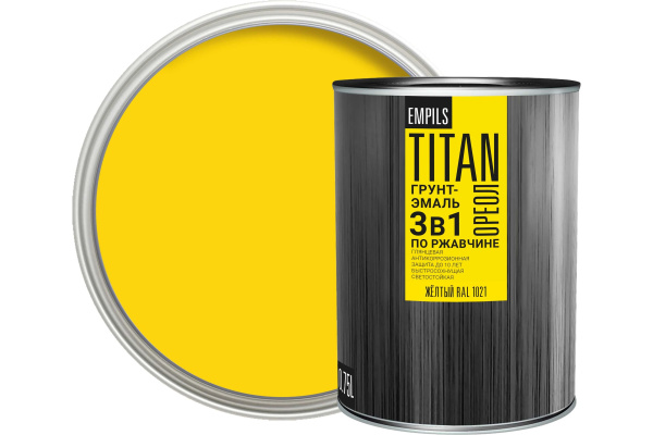 Грунт-эмаль по ржавчине ОРЕОЛ TITAN жёлтый RAL 1021 0,9кг (0,75л)