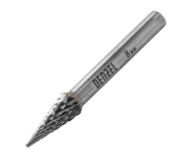 Борфреза по металлу твердосплавная, коническая, тип-M, 8 мм// Denzel /72074