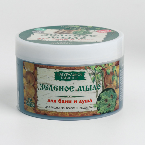 Мыло для бани и душа, для ухода за телом и волосами натуральное таежное "Зеленое" 450 мл /102018